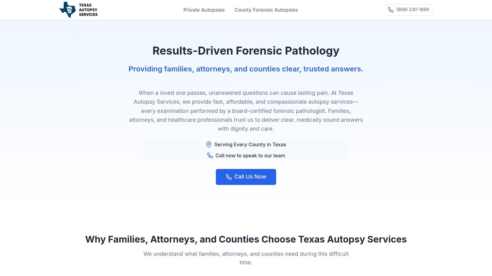 Screenshot from https://www.texasautopsyservices.com