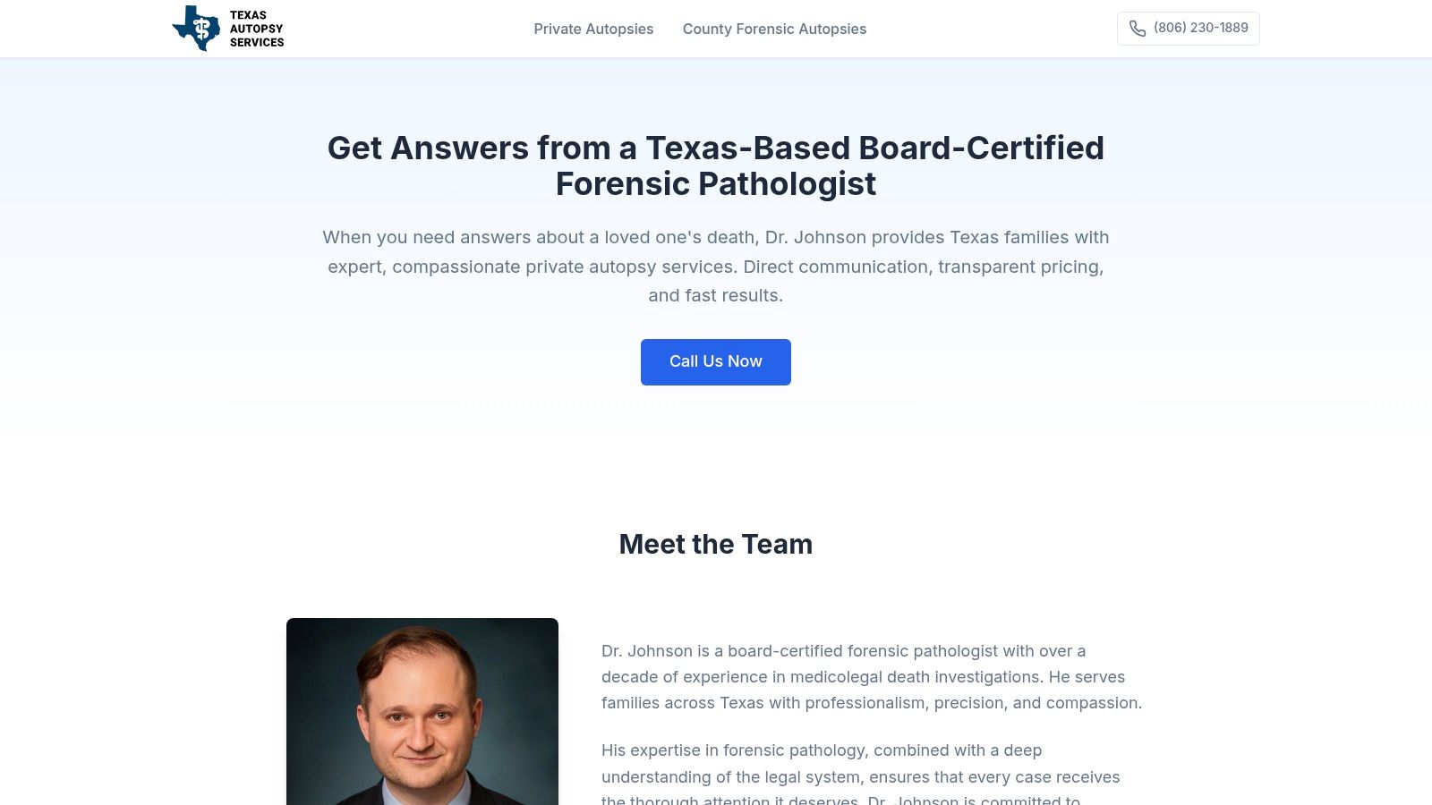 Screenshot from https://www.texasautopsyservices.com/private-autopsies/